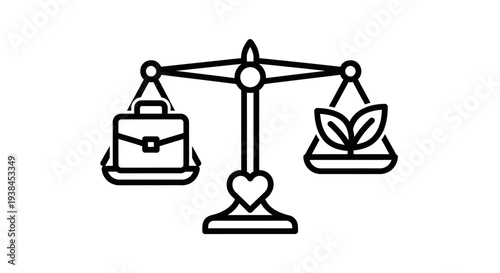 Balance scale with purse and leaf.