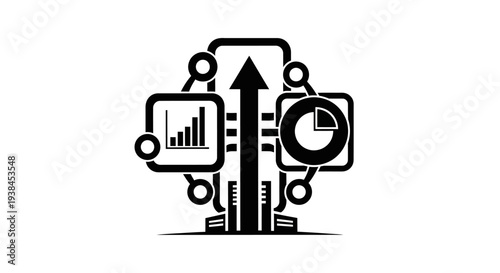 Black and white business growth chart.