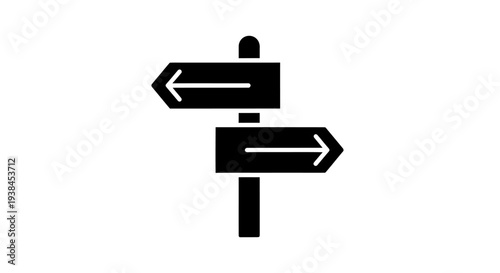 Black and white directional sign post.