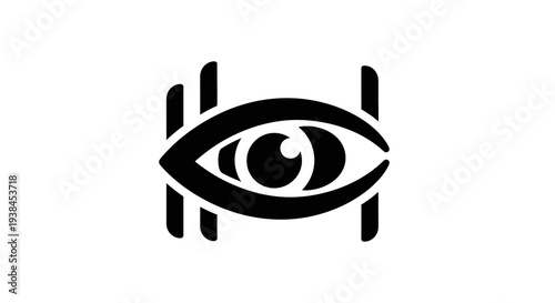 Black and white eye symbol icon.