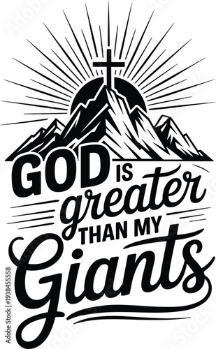 God Is Greater Than Giants Christian Faith Illustration