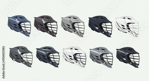 Collection of Lacrosse Helmets in Various Colors and Styles.