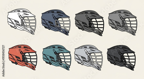 Collection of Lacrosse Helmets in Various Colors and Styles.