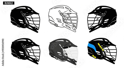 Collection of Lacrosse Helmets in Various Styles and Colors.
