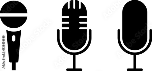 Three different microphone icons in black