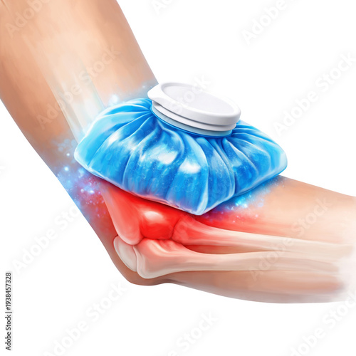 Tennis elbow treatment with ice pack 