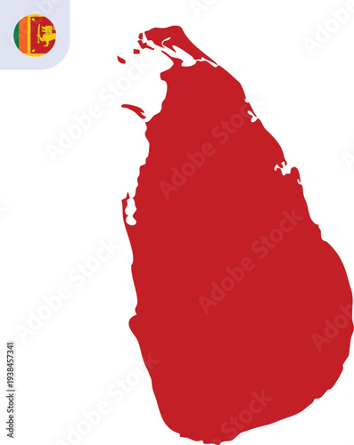 Sri Lanka Map Vector Illustration with Clean Red Country Silhouette Shape Isolated on Transparent Background, Hand Made Geography Design of Sri Lankan Territory in South Asia, AI EPS10 JPG PNG