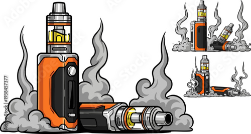 Set of 3 vape devices vector illustrations