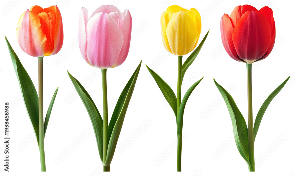 Obraz premium PNG Vibrant tulips in full bloom on transparent background