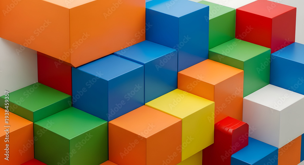 Obraz premium Colorful 3D cubes floating abstract composition