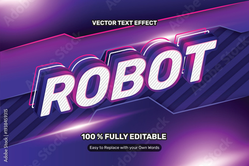 3D Robot Purple Vector Text Effect