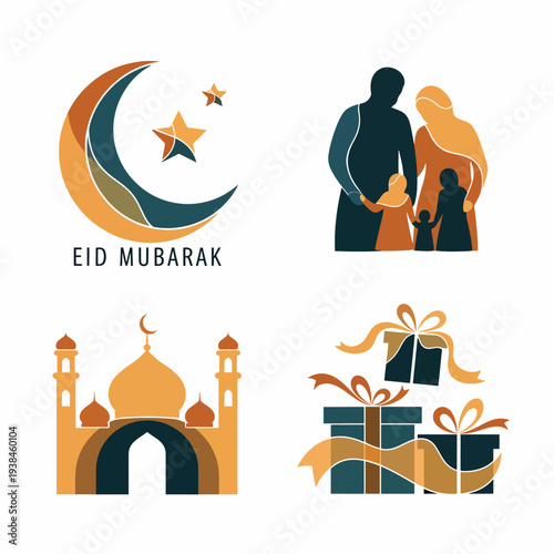 Eid Mubarak Illustration Set