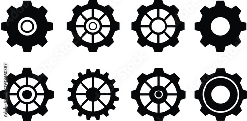 Set of 8 gear icons vector