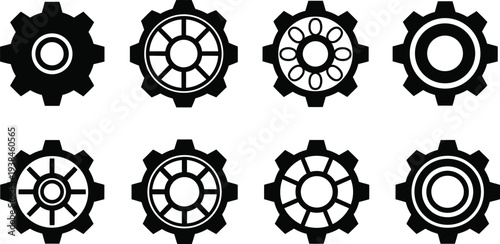 Set of 8 gear icons vector
