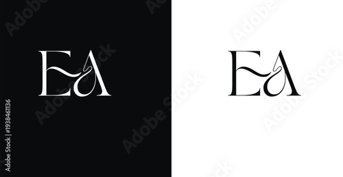 Elegant EA letter monogram logo vector with stylish serif lettering...