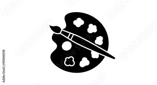 Stylized Artist's Palette and Brush Vector Graphic Representing Creativity and Artistry