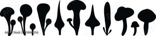 Collection of various mushroom silhouettes