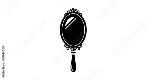 Ornate vintage style handheld mirror with decorative frame, a classic elegant graphic for beauty themes