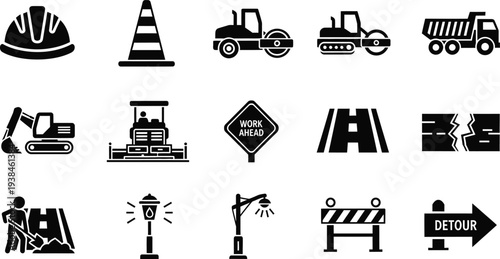 Construction site icons and symbols