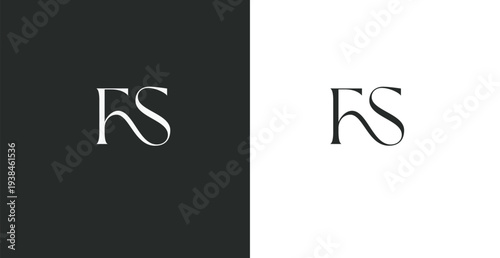 Elegant FS serif monogram logo in black and white luxury style
