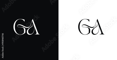 Elegant GA letter monogram logo vector with graceful serif styling...