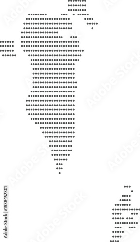 Geometric vector map of Bahrain formed by gray dots on a transparent grid background for digital designs