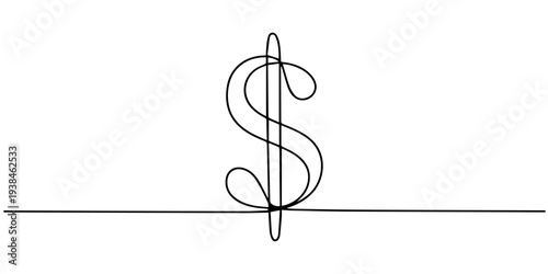 doller continuous one line drawing, Doller continuous one line drawing, Continuous Line Drawing of Money Icon. Hand Drawn Symbol Vector Illustration, Business Cycle Continuous Line Editable Icon
