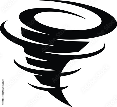 Minimalist black tornado or wind swirl silhouette vector icon