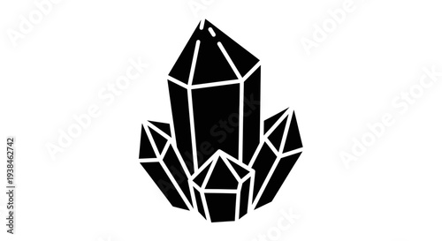 Black crystal cluster geometric shape.