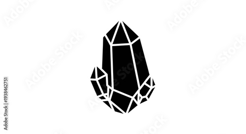 Black crystal cluster geometric shape.