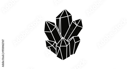 Black crystal cluster geometric shape.