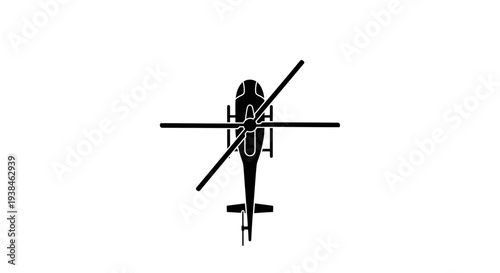 Black helicopter from above view.