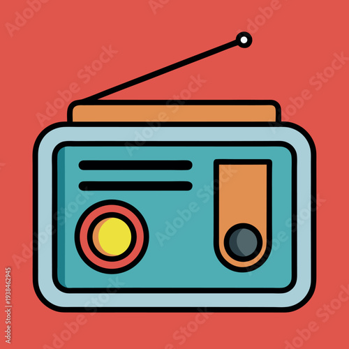 Radio-illustration-whit-solid-colour-outline 