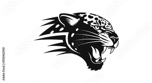 Black Jaguar Head Logo Illustration.