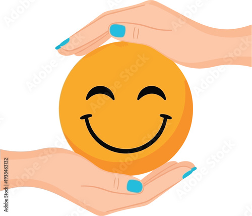 A smiling earth illustration with green landmasses and blue oceans