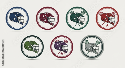 Collection of Lacrosse Helmets in Various Colors and Styles.