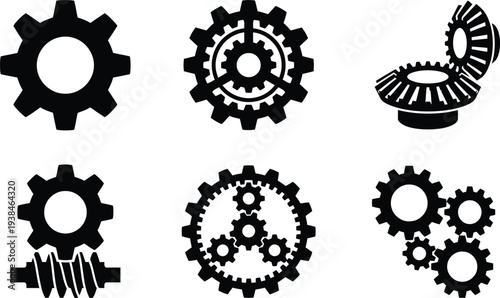 Set of 6 gear icons vector