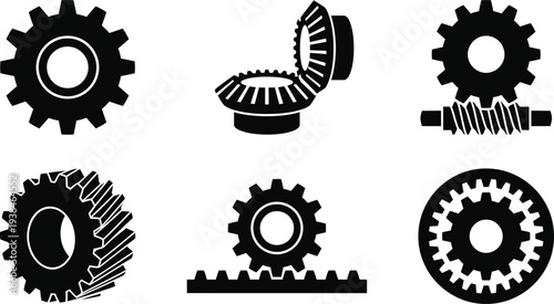 Set of 6 gear icons vector