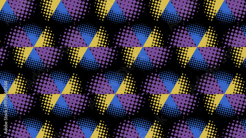 錯視効果のある独特なカラフル三角ドット柄模様壁紙