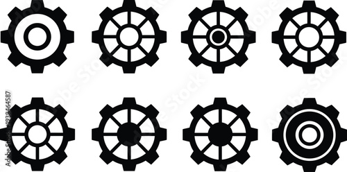 Set of 8 gear icons vector