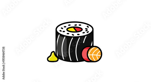 Sushi roll illustration on white