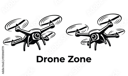 Modern drones flying in action with motion blur