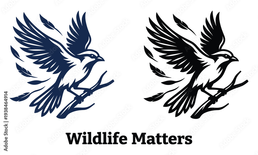 Obraz premium Stunning bird silhouettes in contrasting colors on white background