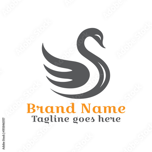 Dancing Swan logo. Fully Vector EPS file. CMYK color mode. Editable color. Easy to download.