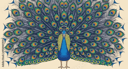 Majestic Peacock Displaying Vibrant Plumage