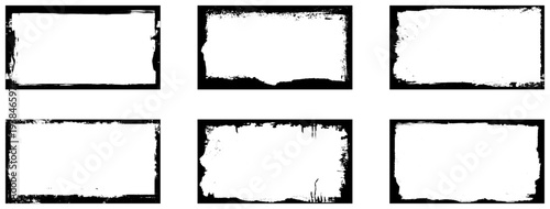 Grunge frames for stories, posts and social network media. Template with brush stroke. Rectangular and square border with grunge overlay. Set of vector illustration