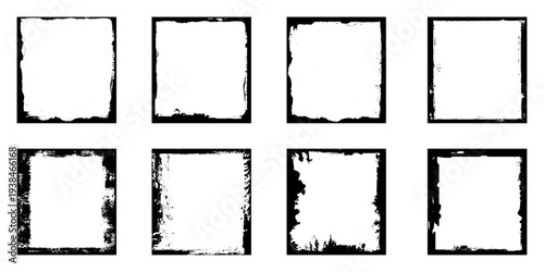 Grunge frames for stories, posts and social network media. Set of vector illustrations isolated on white background.