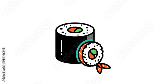 Sushi roll illustration on white background