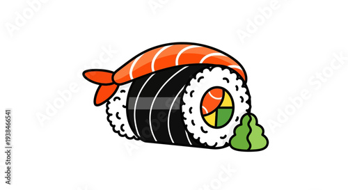Sushi roll illustration on white background