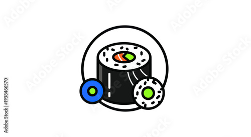 Sushi roll illustration on white background